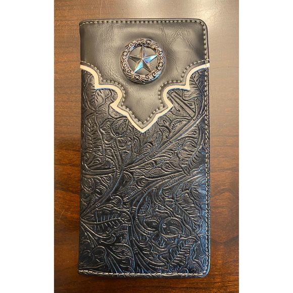SS Collection Other - NWT Men’s SS Collection Long Black Western Cowboy Wallet With Silver Emblem
